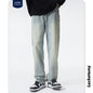 LKTM Men's Yellow Retro Loose Straight Wide-leg Jeans