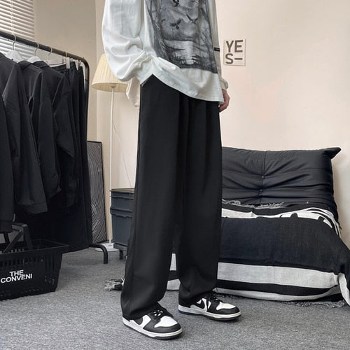 Men's Loose Straight Wide Leg Casual Pants for All Seasons