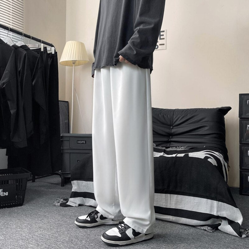 Men's Loose Straight Wide Leg Casual Pants for All Seasons