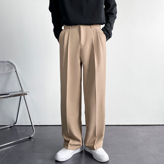 Men's Wide-Leg Loose Straight-Leg Trousers for Spring/Summer