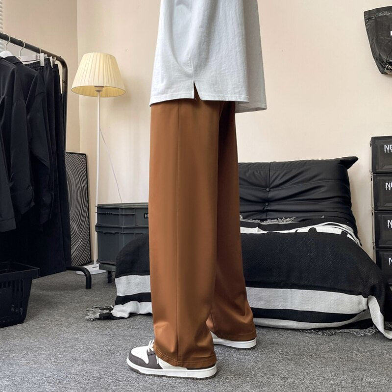 Men's Loose Straight Wide Leg Casual Pants for All Seasons
