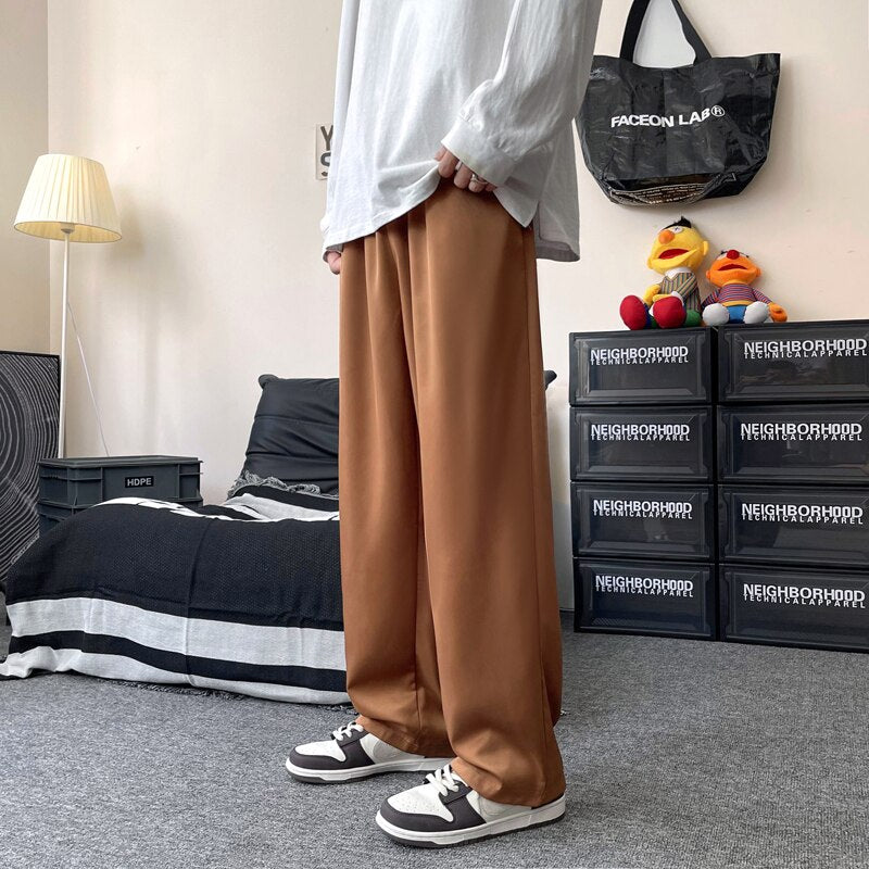 Men's Loose Straight Wide Leg Casual Pants for All Seasons